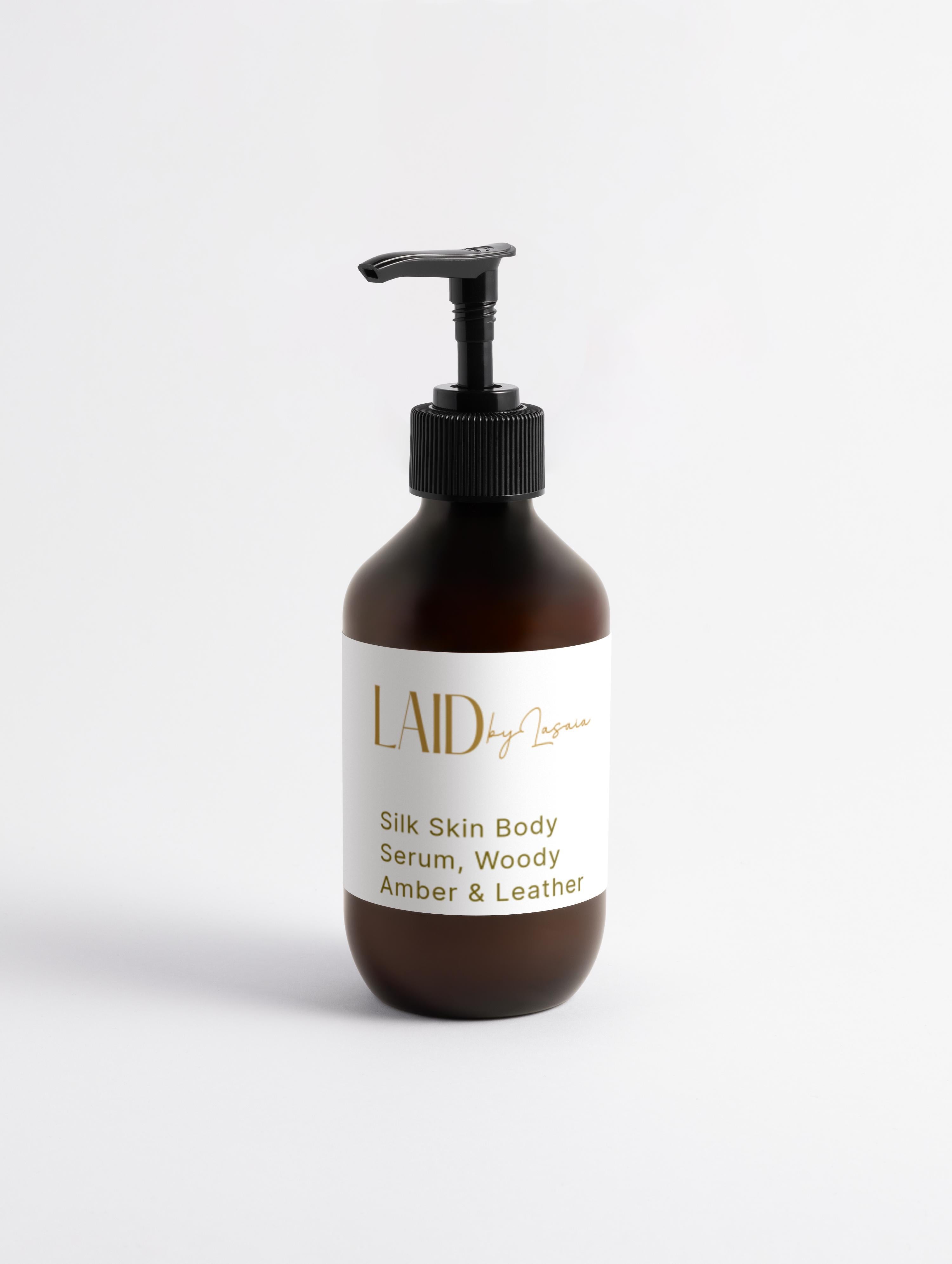 LaidbyLasaia Silk Skin Body Serum, Woody Amber & Leather 270 ml/ 9.13 fl oz